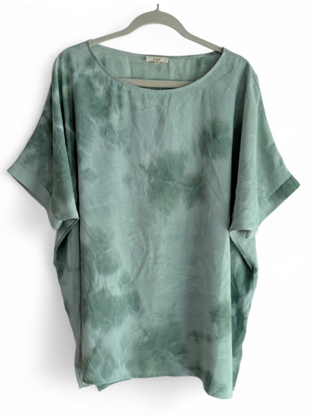 Easel Green Tie Dye Oversized Short Sleeve Blouse Size L
